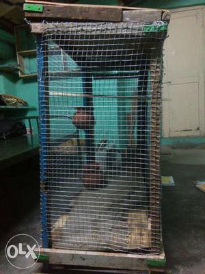 Gray And Blue Steel Pet Cage
