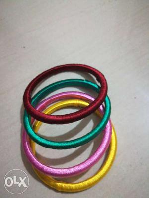 Handmade silk thread bangles, set of 4. Ideal for