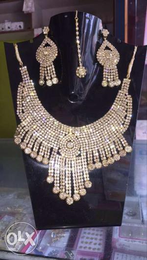 High quality beaded cubic zerconia necklace of