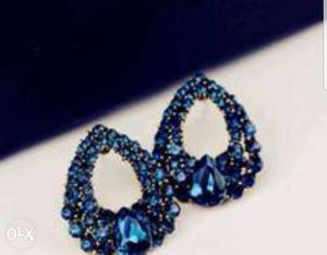 Pair Of Blue Beaded Earrings