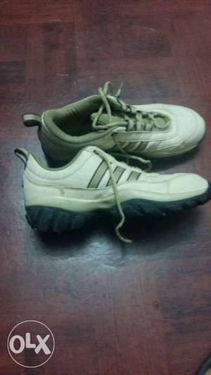 Pair Of White Adidas Athletic Shoes