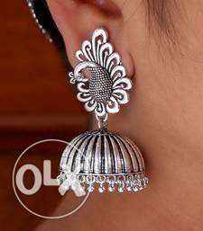 Paired Silver Jhumkas