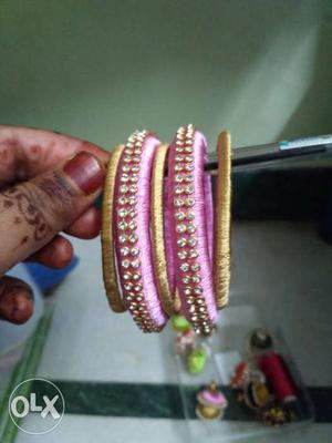 Pink And Brown Tread Bracelet