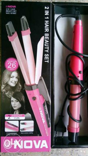 Pink Nova Curling and straightening iron 2 in 1 hair beauty