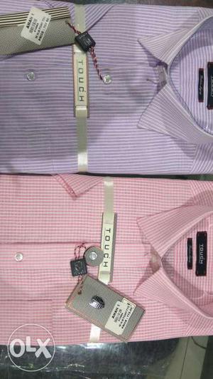 Purple And Pink Touch Plaid Dress Shirts