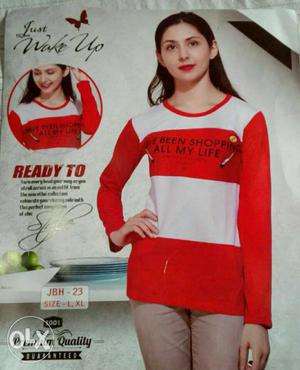 Red, And White Longsleeve Shirt