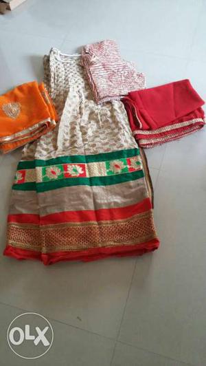 Red, Orange, And Beige Traditional Dress