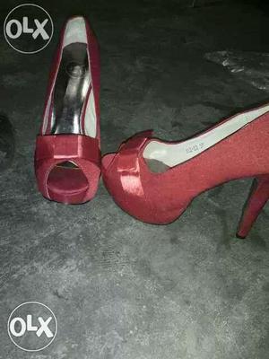 Red high heels sandal size 37 (7)hai iski heel 5