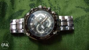 Round Gray And Black Casio Edifice Chronograph Watch With