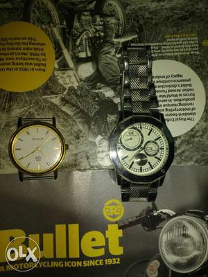 Round Silver Bullet Chronograph Watch With Link Band