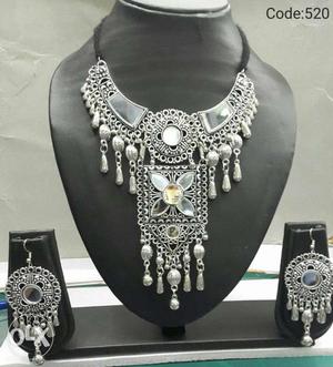 Silver Chandelier Necklace And Pair Of Chandelier Hook