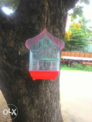 White And Red birds Cage