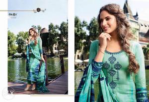 Women's Green And Blue Abaya Collage