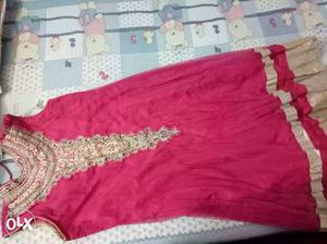 Women's new pink long anarkali dress