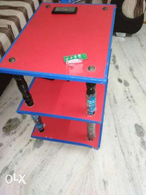 2 Red And Blue 3-tier Side Table