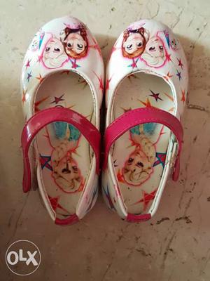 Baby's White-and-pink Disney Frozen Flats (15 months)