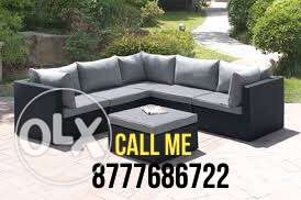 Black And Gray Fabric Sectional Sofa Set