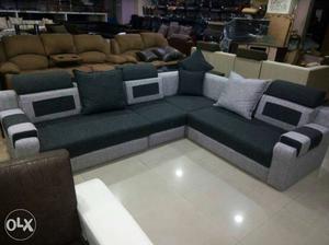 Black Linen Corner Sofa
