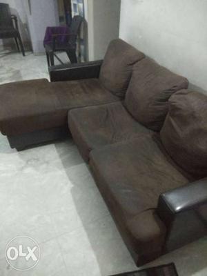Brown And Black Fabric Sectional Sofa