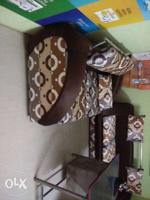 Brown And White Padded Living Room Set
