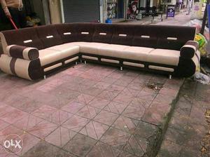 Brown And White Sectional Sofa