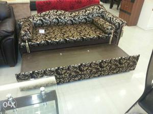 Brown Fabric Storage Sofa Bed