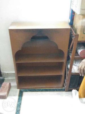 Brown Wooden 3-shelf Bookcase