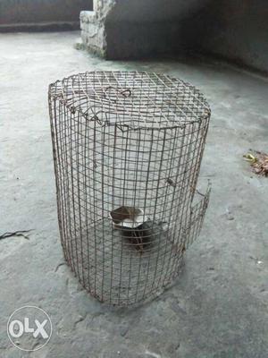 Cylindrical Gray Pet Cage