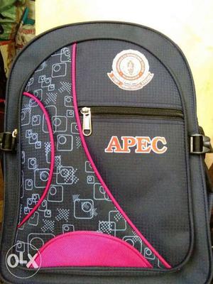 Gray And Pink Apec Backpack