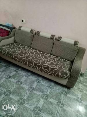 Gray And White 3-seat Couch
