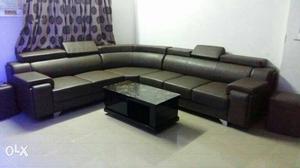 Gray Leather Sectional Sofa