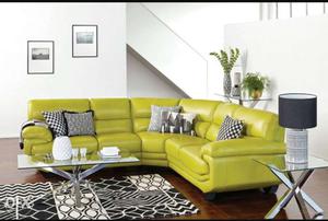 Green Leather Corner Sofa