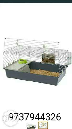 Grey And White Wire Pet Cage