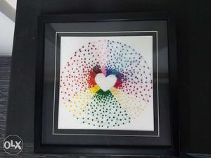 New n Beautiful colourful heart embroidery wall frame