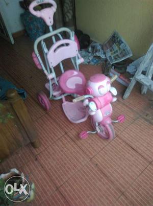 Pink And White Push Trike for kid 2-4 years
