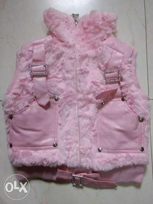 Pink girl fur jacket 9-12 months unused