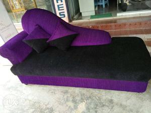 Purple And Black Fabric Chaise Lounge