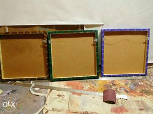 Purple, Green, And Brown Wooden Photo Frames