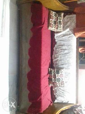 Red And Brown Fabric Single Seat Sofa