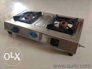 Stainless Steel And Black 2-burner Gas Stove