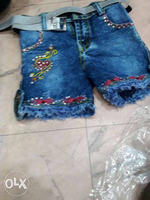 Toddler Girl's Blue Stone Washed Denim Shorts