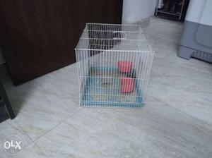 White And Blue Steel Pet Cage