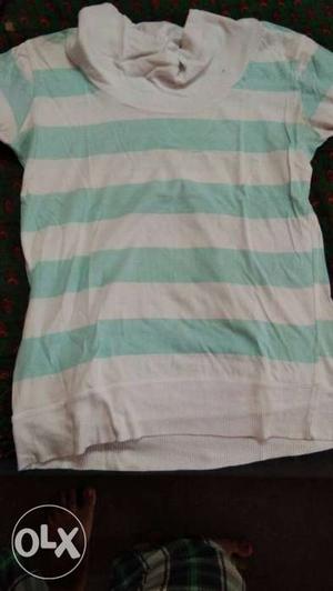 White And Green Stripe Shirt