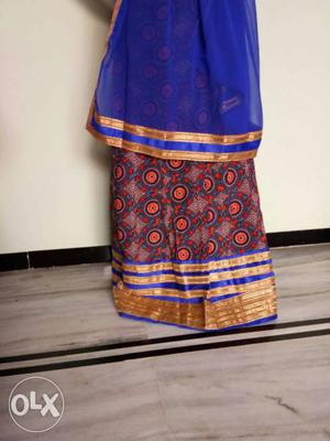 Blue, Brown, And Red Traditional Dress