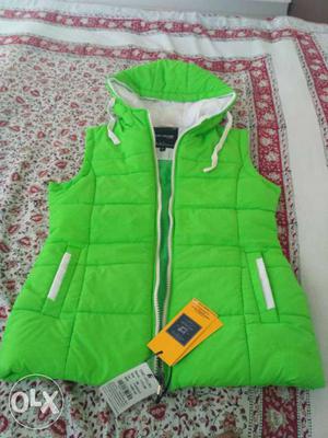 Green Zip-up Hooded Vest