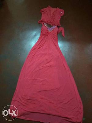 One piece pink frock With overcoat