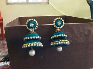 Pair Blue Jhumka Earrings