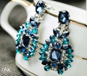 Pair Of Blue Diamond Earrings