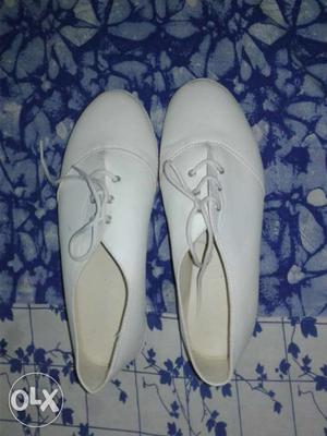 Pair Of White Leather Low-tops Sneakers