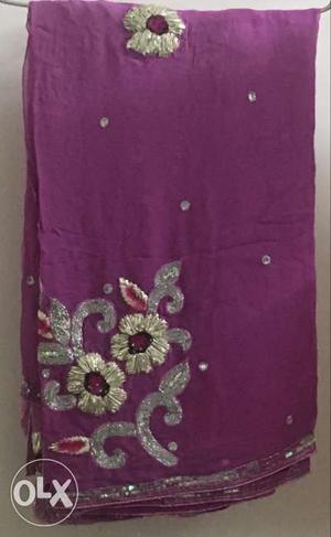 Purple And Gray Floral Dupatta